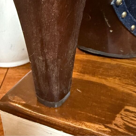 Xhilaration Y2K Block Platform Heels With Denim Upper Strap Blue Brown Size 9.5 - Picture 13 of 15